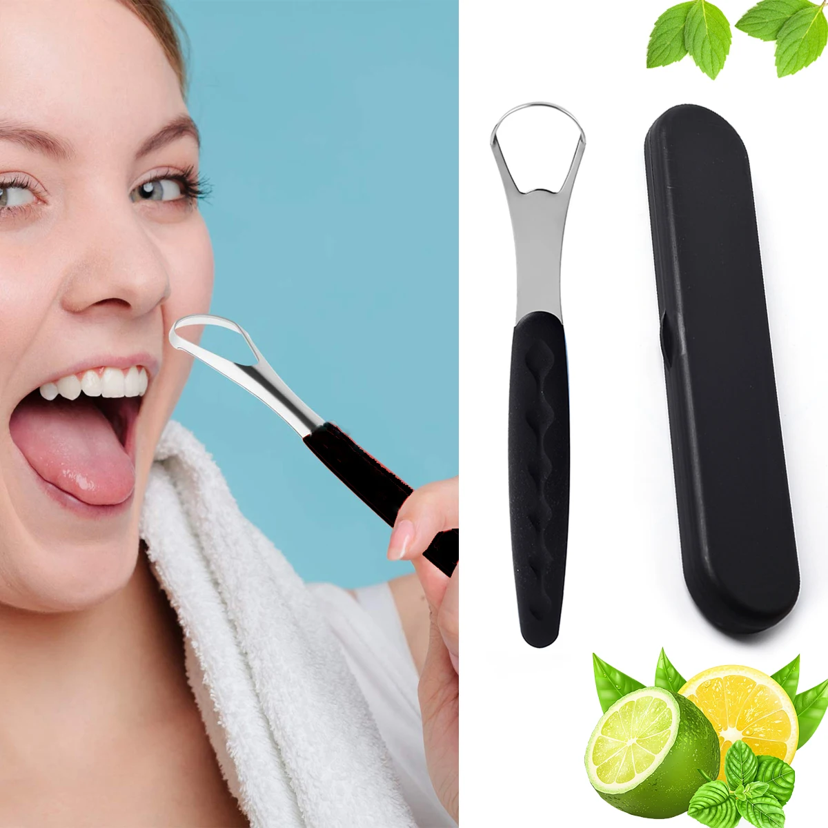 1pc Stainless Steel Tongue Scraper Cleaner for Oral Hygiene Tounge Scrapper Brush Remove Halitosis Tongue Coating