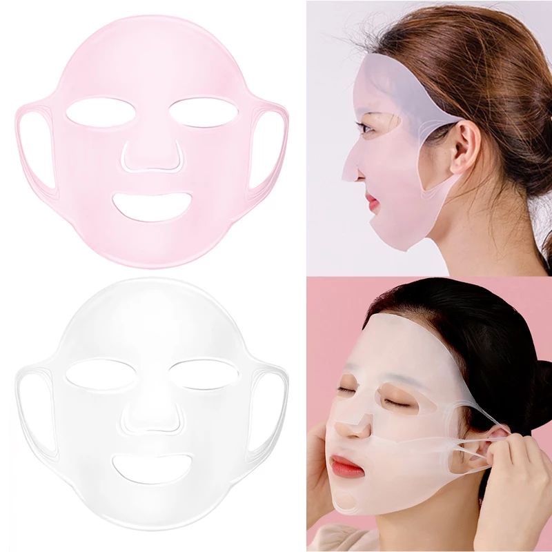 Silicone Face Mask Reusable Moisturizing Lifting Firming Anti Wrinkle V Shape Face Firming Gel Sheet Mask Ear Fixed Skin Care