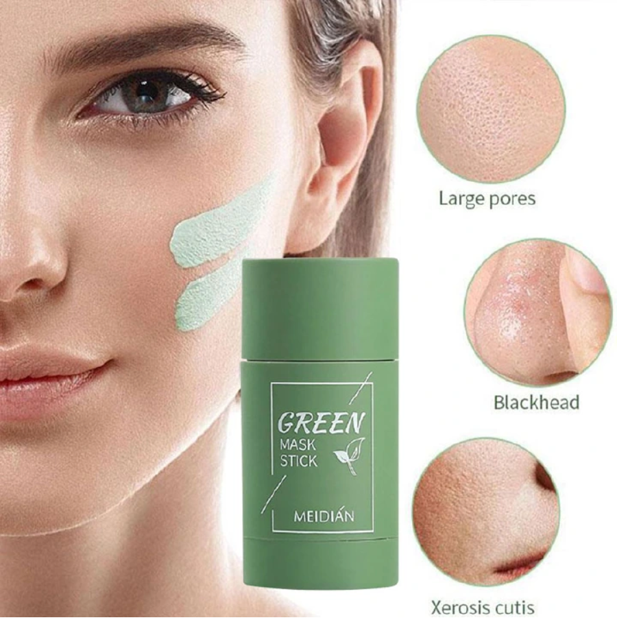 Green Tea Mask Cleansing Stick Clean Face Blackhead Remover Deep Pore Cleansing Facial Mask Skin Moisturizing Hydrating Whitening Care Face Makeup for All Skin Types