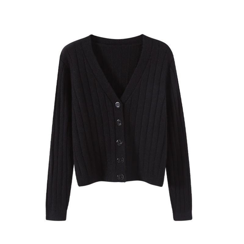 2025 Spring and Autumn Short Outfit Loose Internet Red Long Sleeve V-neck Sweater Knitted Sweater Thin cardigan Coat Women's Top