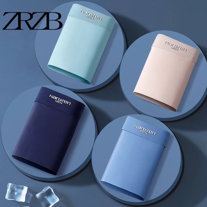 Brand 4PCS Men's Underwear Graphene 3A Antibacterial Underpants Ice Silk Men Boxer Shorts Moisture Absorbent Elastic Male Pantie mixed