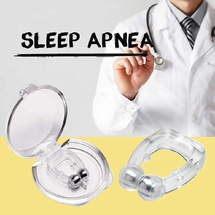 Magnetic Anti Snoring Device Silicone Anti Snore Stopper Nose Clip Tray Sleeping Aid Apnea Guard Night Device White as picture