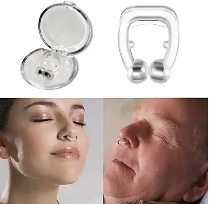 Magnetic Anti Snoring Device Silicone Anti Snore Stopper Nose Clip Tray Sleeping Aid Apnea Guard Night Device White as picture