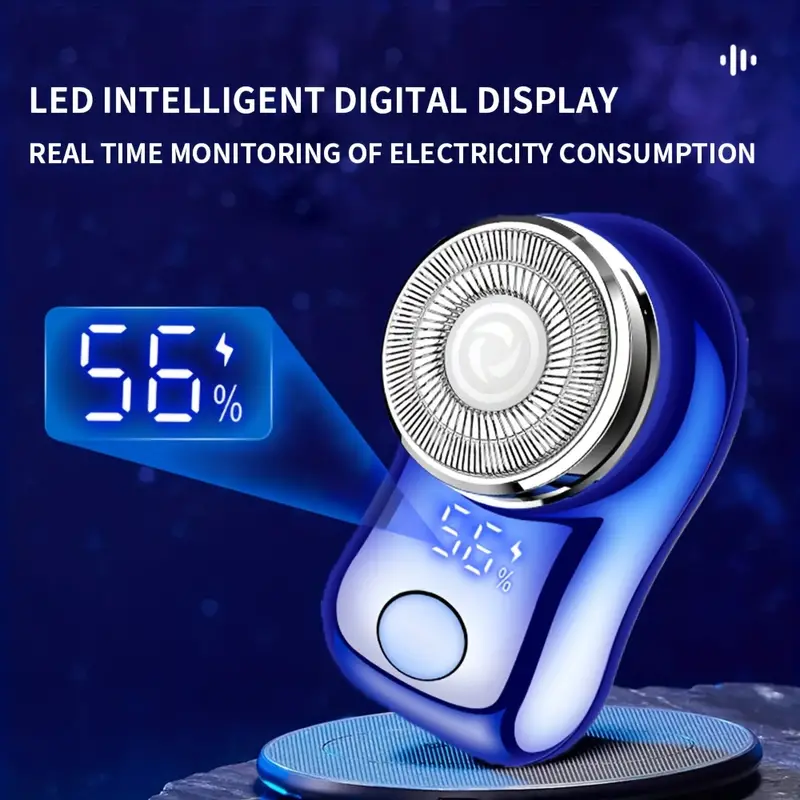 Electric Razor For Men, Mini-Shave Portable Electric Shaver, Pocket Size Portable Shaver Wet And Dry Men's Razor USB Rechargeable Shaver, Holiday Gift Blue USB Charge