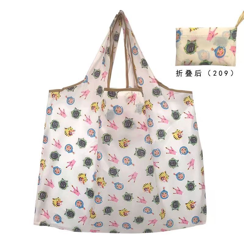 High Capacity Folding Shopping Bag Environmentally Friendly Creative Portable Printing Storage Bag Handbags Travel Outdoor