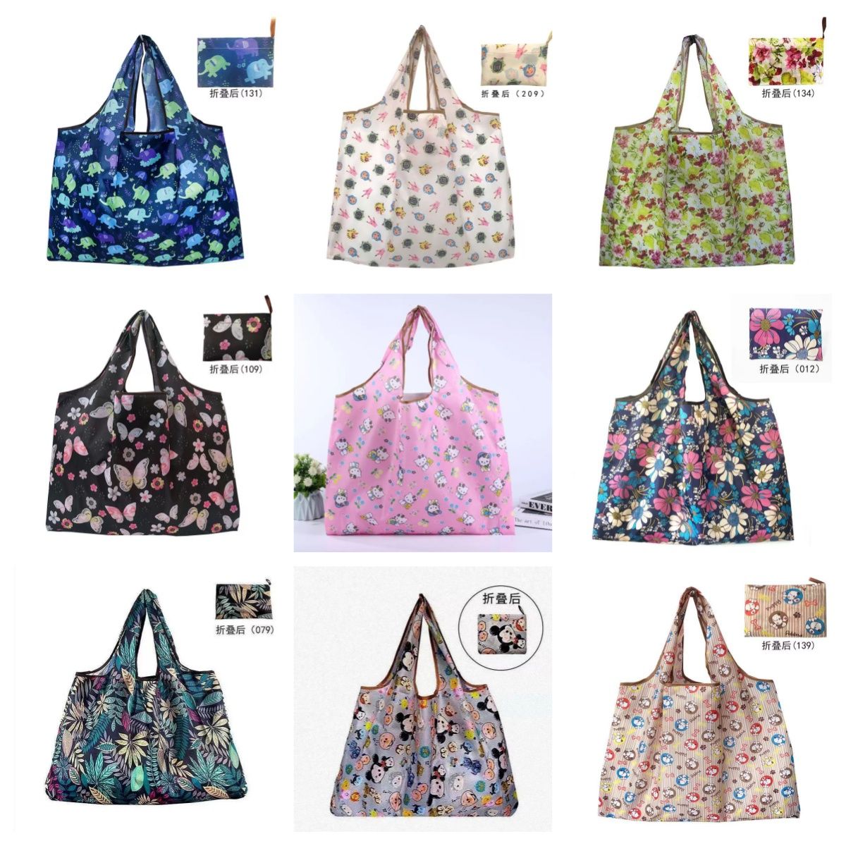 High Capacity Folding Shopping Bag Environmentally Friendly Creative Portable Printing Storage Bag Handbags Travel Outdoor