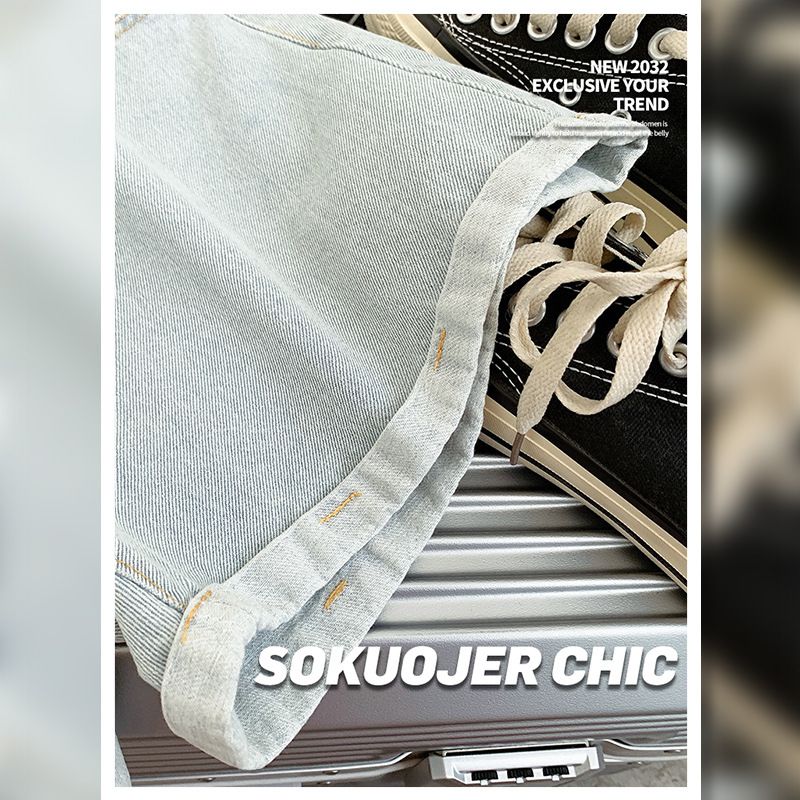 High quality high waisted denim shorts for women's summer new style, loose and slimming, worn outside Korean version, elastic waisted wide leg hot pants Style_1 S [Suitable for 70-90 pounds]