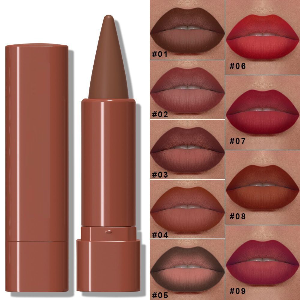 Maroon Gradient Matte Lipstick Crayon Lip Liner pencil, Flawless Contour Gradual Ombre Effect lip Pencil, for Women Long Lasting Waterproof Smudge Proof Lipstick Pencil