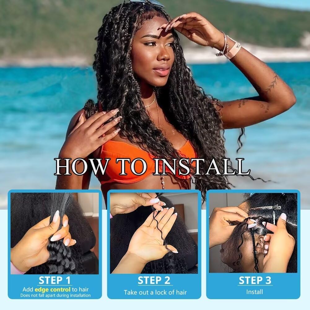 18inch 1Bundle 50g Deep Wave Curly Human Braiding Hair #1B Color 18 inch