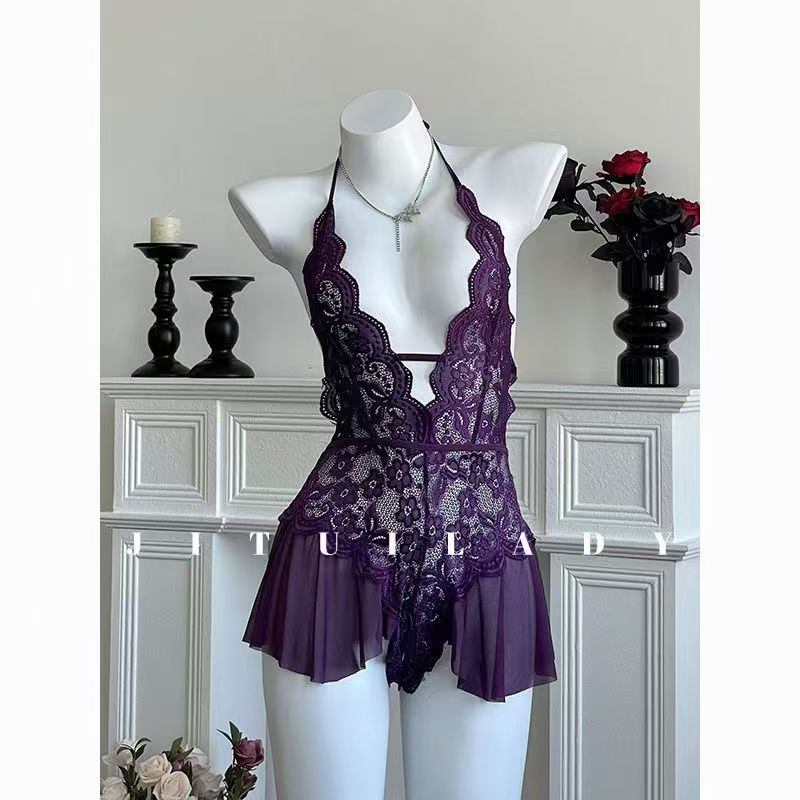 2023 New Sexy Underwear Women's Large Transparent Lace Sexy Temptation jumpsuit Passionate Open Crotch Non Detachable r