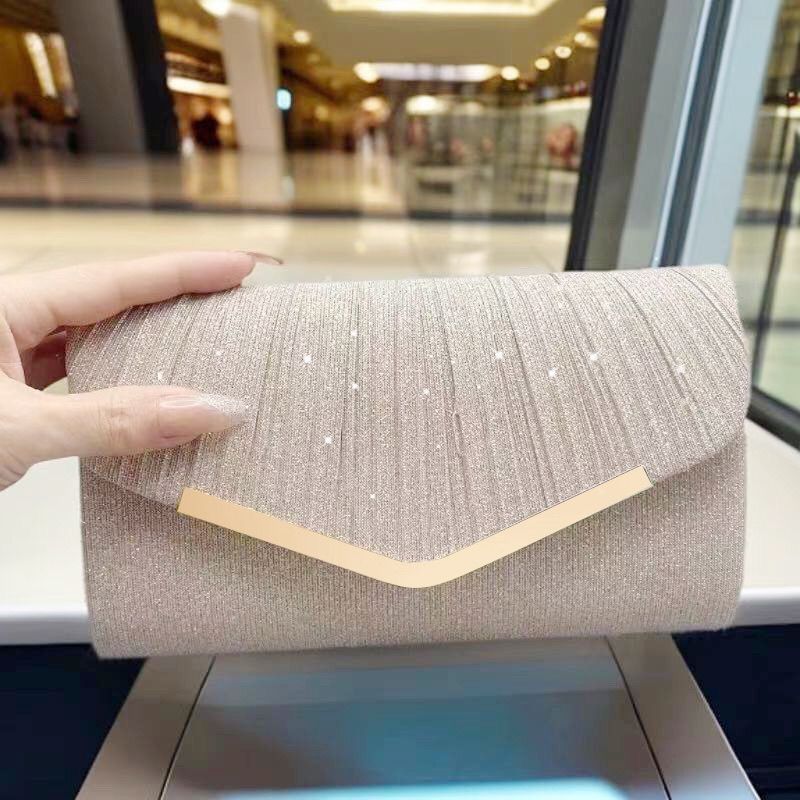 Silver Clutch Bags, Women's Clutches Evening Bags with Detachable Chain, Sequin Bag Envelope Handbags Purses for Women Bridal Prom Party Wedding champagne One size fits all