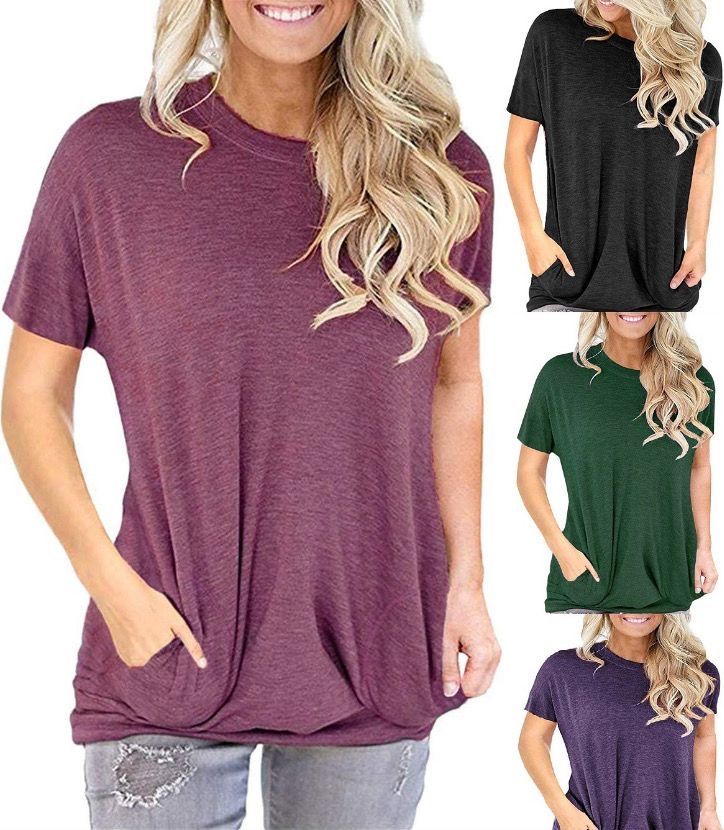 Summer Tops Women Spring Short Sleeve Shirts Beach Vacation Outfits Plus Size Workout Tshirts Casual Clothes 2025 black L