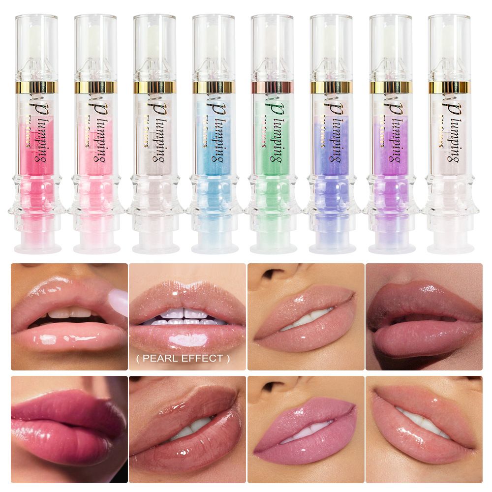 Plumping Mirror Finish Hydrating Lip Lacquer - Reduces Lip Lines with Pearl Shimmer Clear Formula Lip Glosses Lipstick 01# 5ml