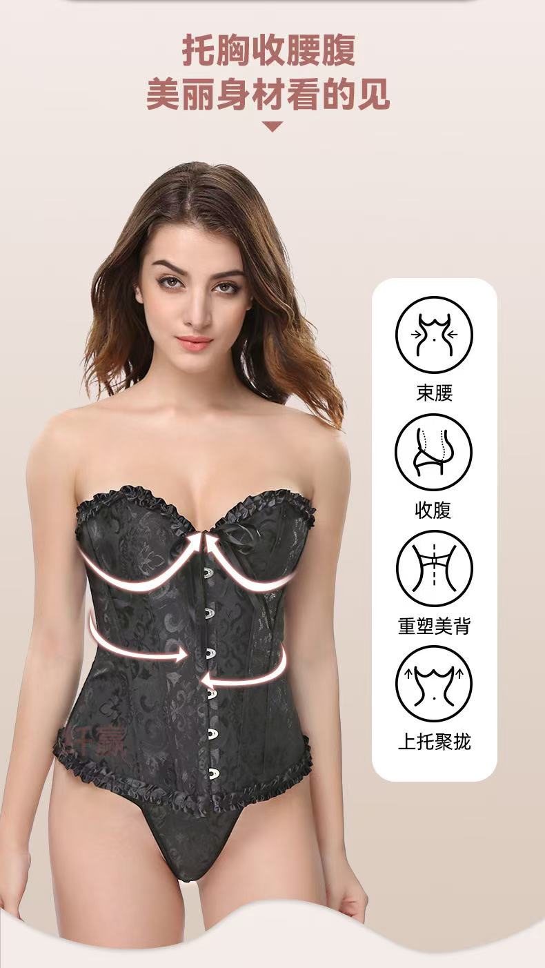 Court-style corset dress, sexy wedding gown, elastic fabric, shape-retaining top, prevents sagging, supports breasts, gathers, and tightens the waist.