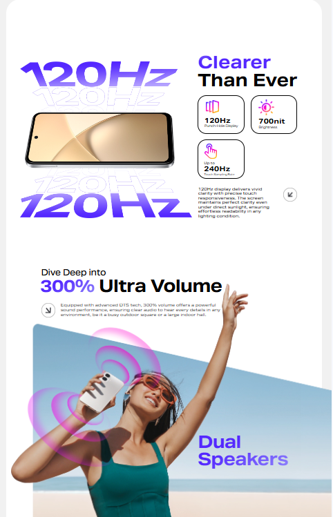 Infinix Smart 10 64GB + 6(3+3)GB 6.67" 120Hz Display Dual Speakers Dual SIM 4.5G Slim Phone 5000mAh Battery With 15W Charging NFC IP64 Fingerprint Lock Android 15 AI Smart Phones