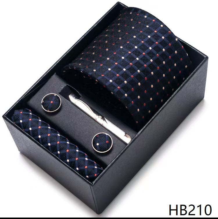 Men's 8cm Business Formal Woven Jacquard Tie Set - Classic & Stylish Necktie with Matching Cufflinks, Tie Clip, and Pocket Square in Gift Box, Perfect for Professional, Wedding, and Formal Occasions