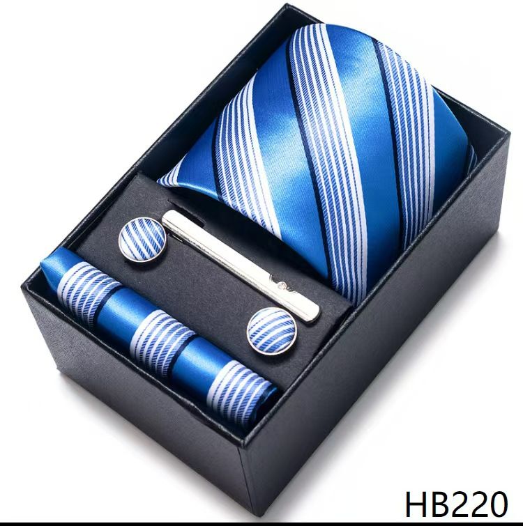 Men's 8cm Business Formal Woven Jacquard Tie Set - Classic & Stylish Necktie with Matching Cufflinks, Tie Clip, and Pocket Square in Gift Box, Perfect for Professional, Wedding, and Formal Occasions