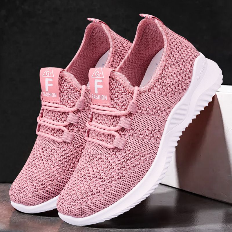 Women's New Lightweight Casual Sneakers - Breathable Flyknit Soft Sole Running Shoes, Comfortable Non-Slip Daily Sports Footwear for Ladies