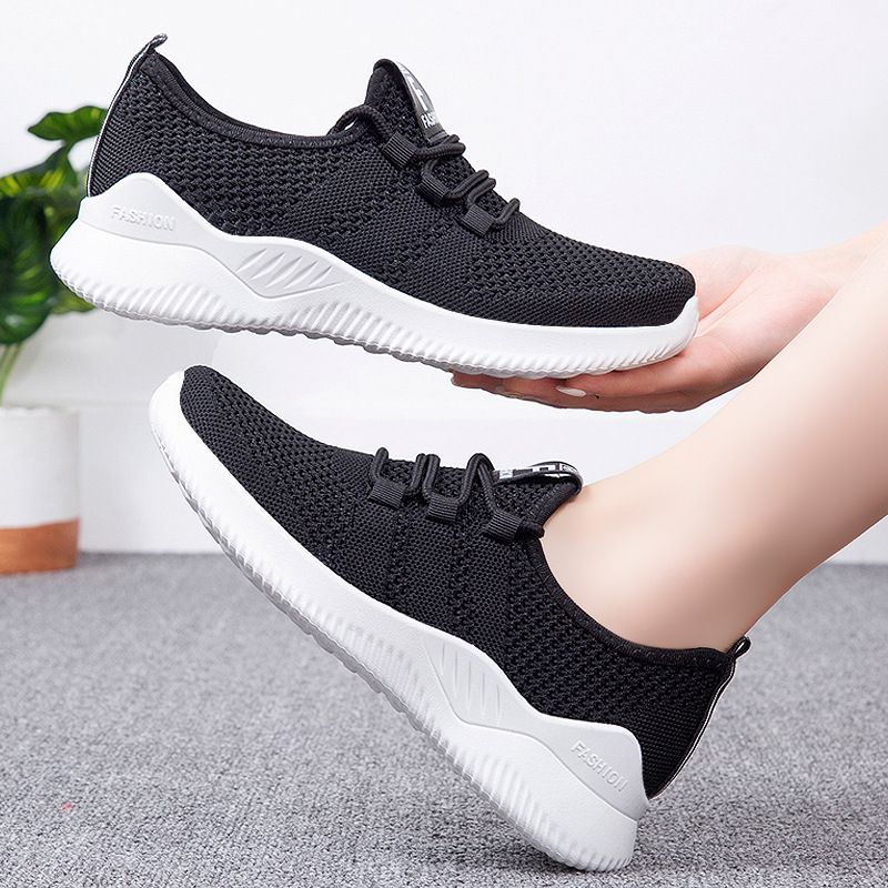 Women's New Lightweight Casual Sneakers - Breathable Flyknit Soft Sole Running Shoes, Comfortable Non-Slip Daily Sports Footwear for Ladies