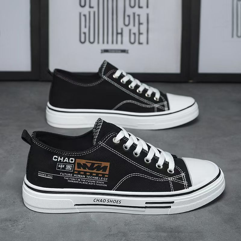 2025 New Men's Versatile Casual Sneakers, Korean Fashion Trend, Wear-Resistant & Breathable Canvas Shoes, Stylish Lightweight Skateboarding Shoes for Daily Leisure & Sports