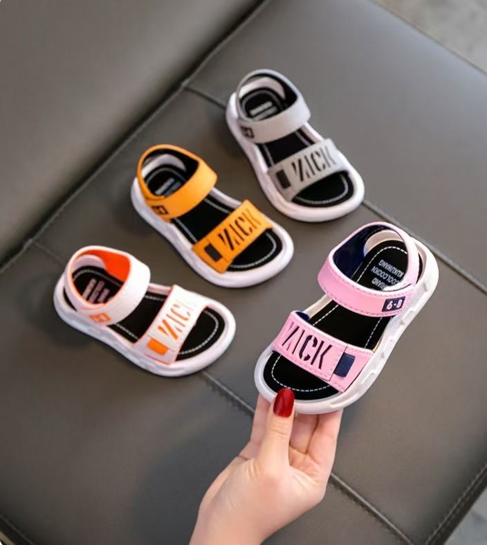 2025 Korean Style Kids Sandals for Boys Girls Big Kids Soft Non-Slip Sole Open-Toe Breathable Adjustable Straps Trendy Summer Beach Casual Shoes