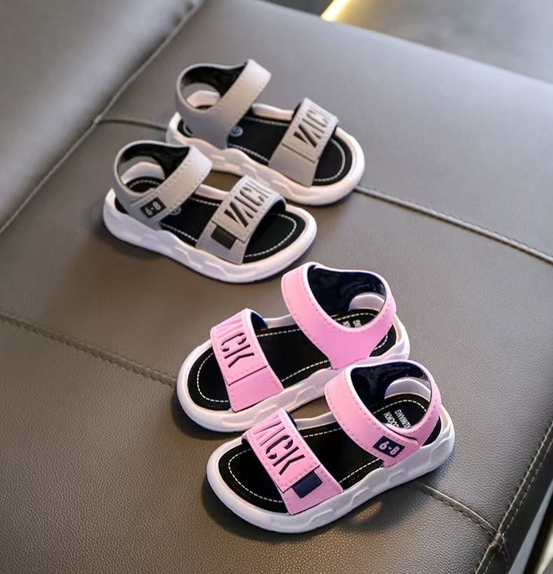 2025 Korean Style Kids Sandals for Boys Girls Big Kids Soft Non-Slip Sole Open-Toe Breathable Adjustable Straps Trendy Summer Beach Casual Shoes