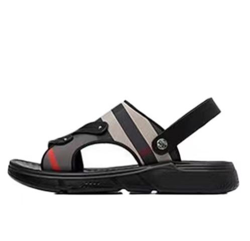2025 New High-Grade Men's Summer Sandals Wear-Resistant Non-Slip Soft Sole Outdoor Dual-Use Sandals Slippers Fashion Plaid Open-Toe Casual Beach Shoes for Men