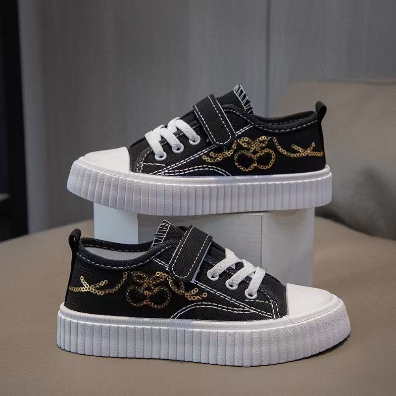 Korean Style Kids Canvas Shoes New Cartoon Print Boys Girls Casual Sneakers Soft Sole Lightweight Flat School Running Board Shoes for Children