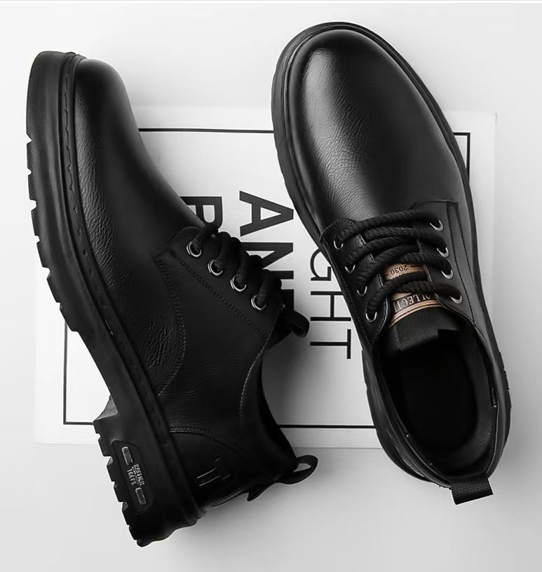 Men's New Business Casual Shoes | British Style Soft-Sole Work Boots | Lightweight Non-Slip Leather Shoes for Office & Daily Wear