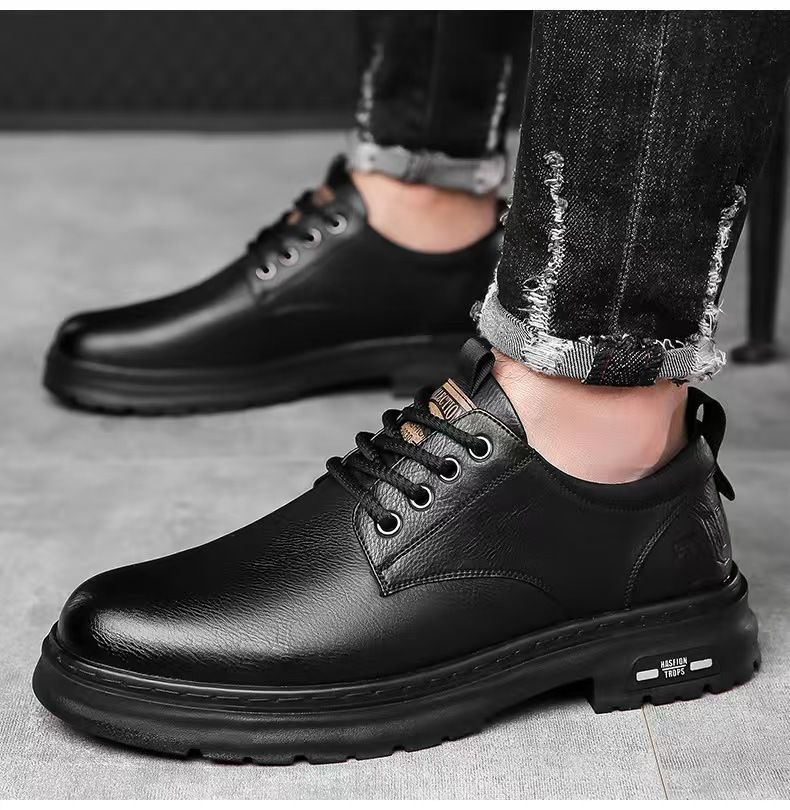 Men's New Business Casual Shoes | British Style Soft-Sole Work Boots | Lightweight Non-Slip Leather Shoes for Office & Daily Wear