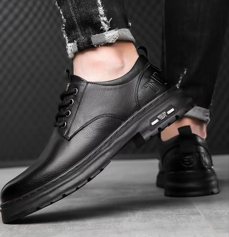 Men's New Business Casual Shoes | British Style Soft-Sole Work Boots | Lightweight Non-Slip Leather Shoes for Office & Daily Wear