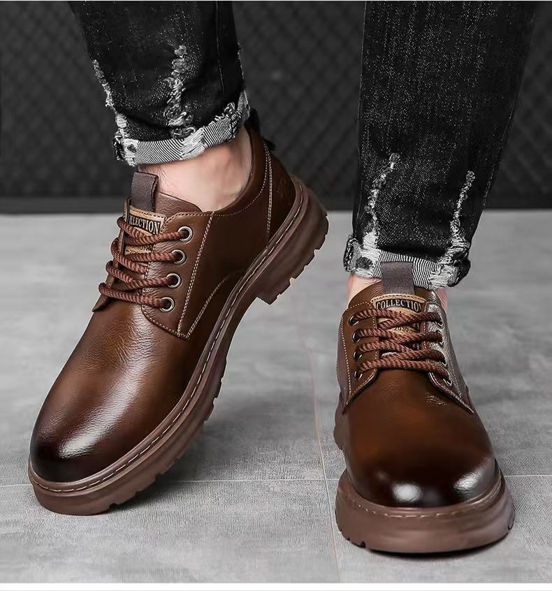 Men's New Business Casual Shoes | British Style Soft-Sole Work Boots | Lightweight Non-Slip Leather Shoes for Office & Daily Wear