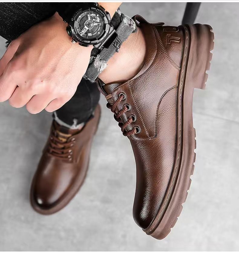 Men's New Business Casual Shoes | British Style Soft-Sole Work Boots | Lightweight Non-Slip Leather Shoes for Office & Daily Wear