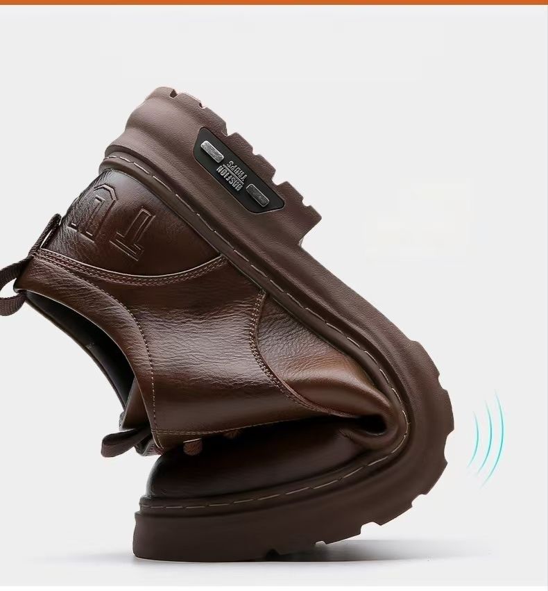 Men's New Business Casual Shoes | British Style Soft-Sole Work Boots | Lightweight Non-Slip Leather Shoes for Office & Daily Wear