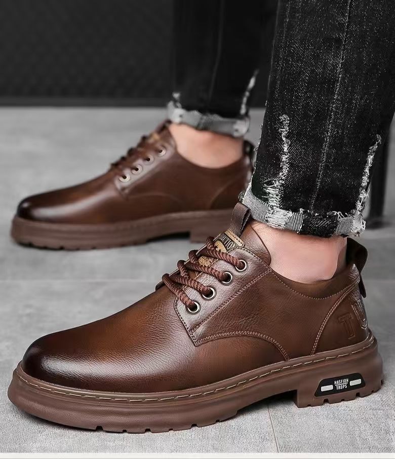 Men's New Business Casual Shoes | British Style Soft-Sole Work Boots | Lightweight Non-Slip Leather Shoes for Office & Daily Wear