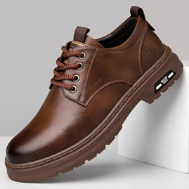 Men's New Business Casual Shoes | British Style Soft-Sole Work Boots | Lightweight Non-Slip Leather Shoes for Office & Daily Wear