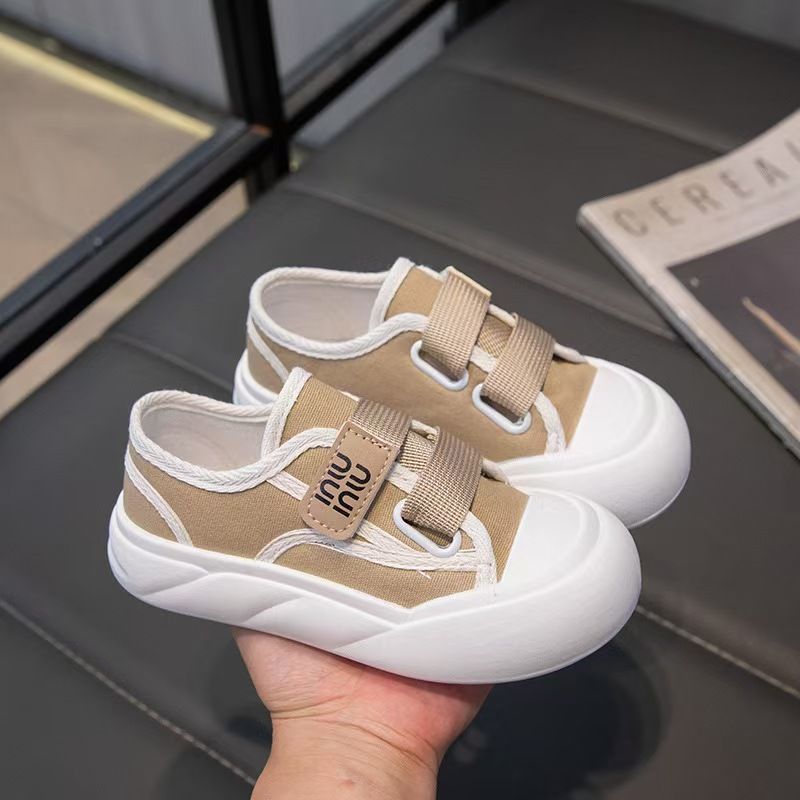 Kids' Tweed & Canvas Sneakers - Breathable Low-Top Casual Shoes, Soft Sole Hook-and-Loop Sneakers for Boys & Girls