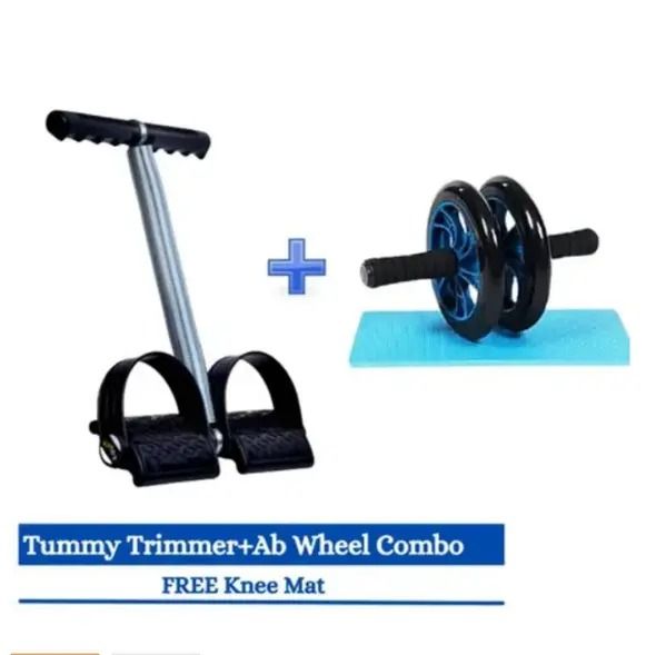 AB Wheel Double Wheel Abs Roller + Tummy Trimmer + FREE Knee Mat for tummy exercise and abs generation