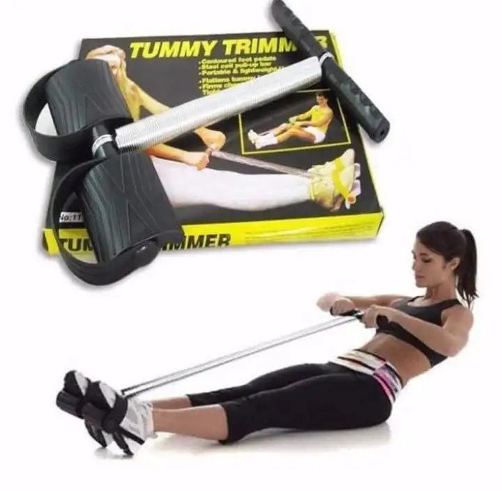 Elastic Tummy Trimmer Elastic Sit Up Pull Rope Pedal Resistance Band Powerful Spring Drawstring Tummy Trimmer Equipment Portable Home Gym with Elastic Bodybuilding Fitness Slimming Training