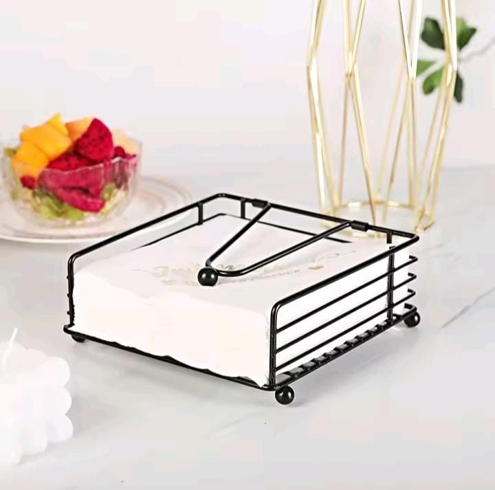 Modern Metallic Napkin/ Serviettes Holder, With Flip Close And Bamboo Base For Kitchen Counter Top ,dinning And Countertop Decor