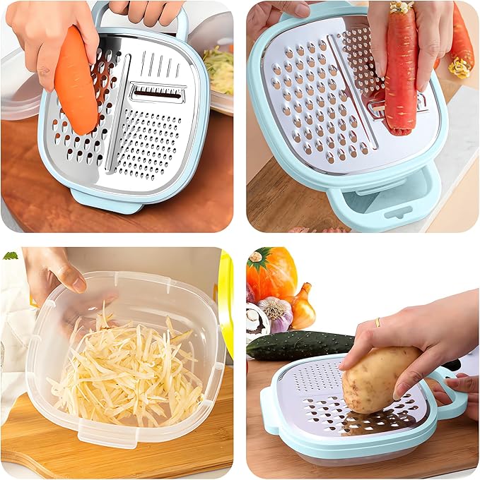 Click to see full view



3 in 1 Vegetable Slicer with Storage Box, Stainless Steel Cheese Box Grater, Food Chopper, Wave Cutter, Kitchen Multi-Purpose Grater for Potatoes, Carrots, Zucchini, Onion