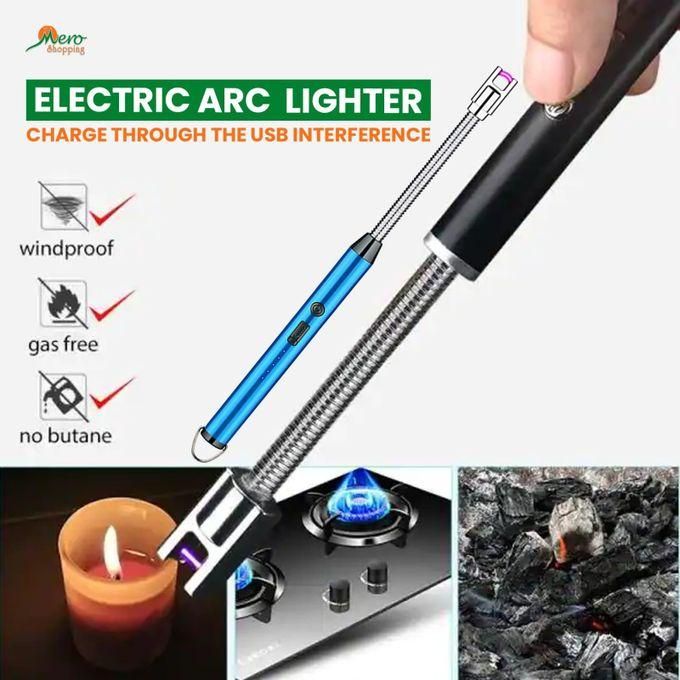 USB Rechargeable Electronic Arc BBQ Lighter Windproof, Flameless Ignition Lighter For Kitchen, Barbecue, Candles, Camping Fire Place, Gas Stove Lighter