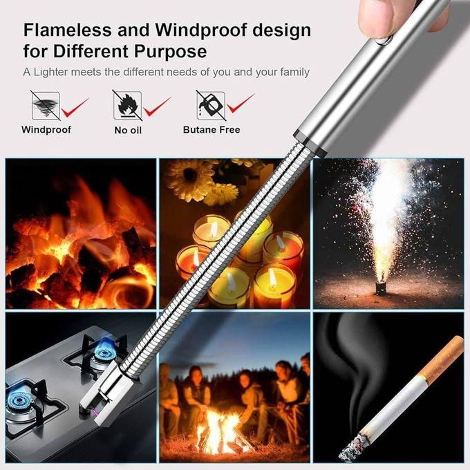 USB Rechargeable Electronic Arc BBQ Lighter Windproof, Flameless Ignition Lighter For Kitchen, Barbecue, Candles, Camping Fire Place, Gas Stove Lighter