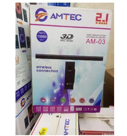 Amtec 03 High-Definition Wireless Bluetooth Soundbar – Powerful Bass, Surround Sound, USB & AUX Input, FM Radio, Remote Control, Home Theater Speaker System