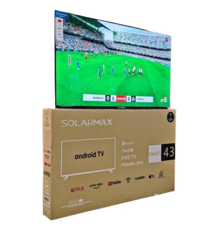 SOLARMAX 43″ SMART ANDROID LED TV — FULL HD DISPLAY, BUILT-IN DECODER & MULTI-PORT CONNECTIVITY