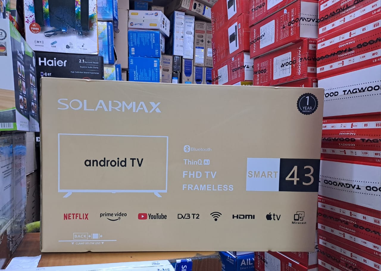 SOLARMAX 43″ SMART ANDROID LED TV — FULL HD DISPLAY, BUILT-IN DECODER & MULTI-PORT CONNECTIVITY