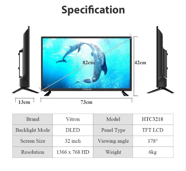 VITRON 32″ HD DIGITAL LED TV – FRAMELESS DESIGN WITH INBUILT DECODER, HDMI & USB CONNECTIVITY