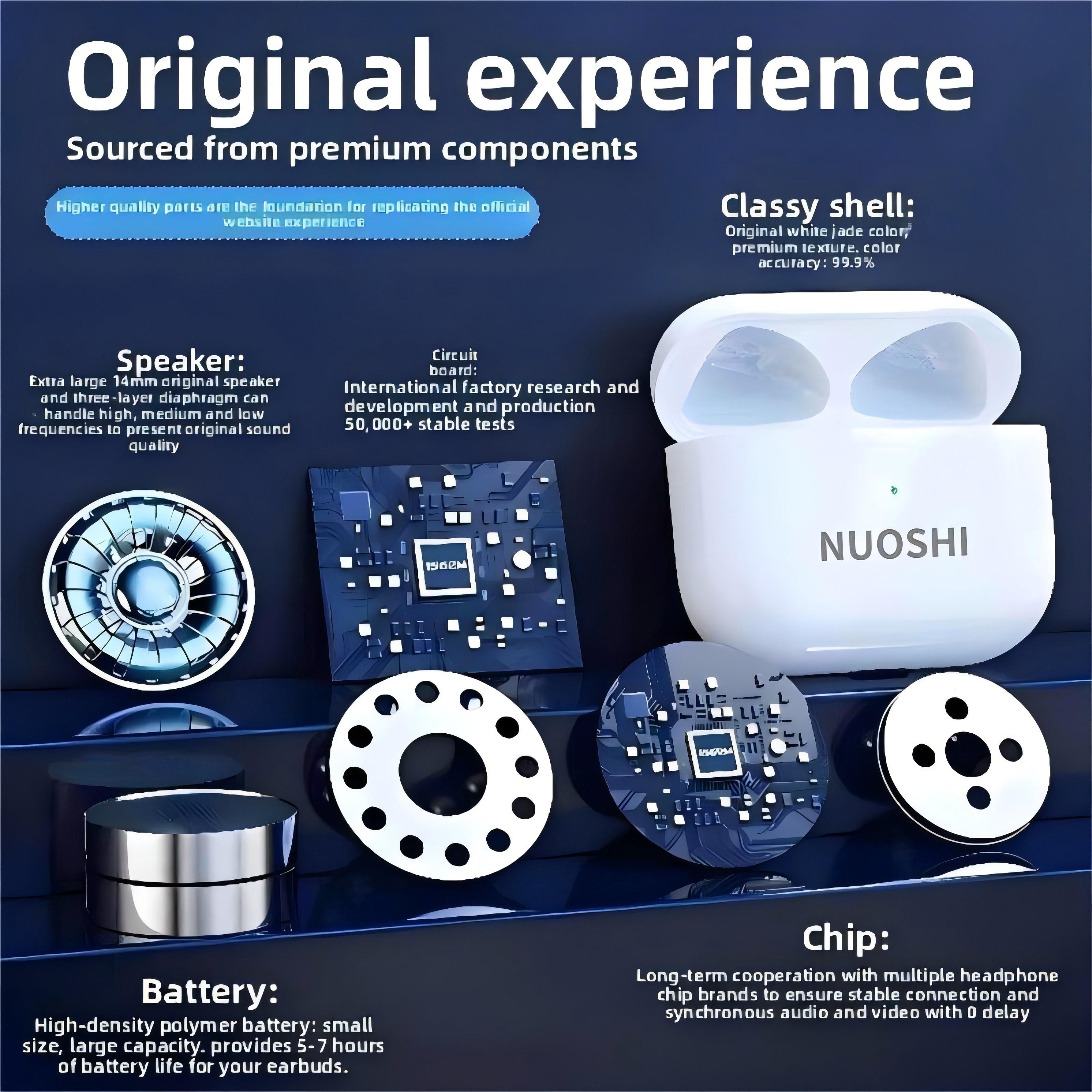 NUOSHI  Air Pro NS1 Heavy bass Earpods Wireless Bluetooth Earphone Waterproof Music Business Earbuds 25Hours Playtime Single ear 4.3g  Work on all Smartphones for Android&ios