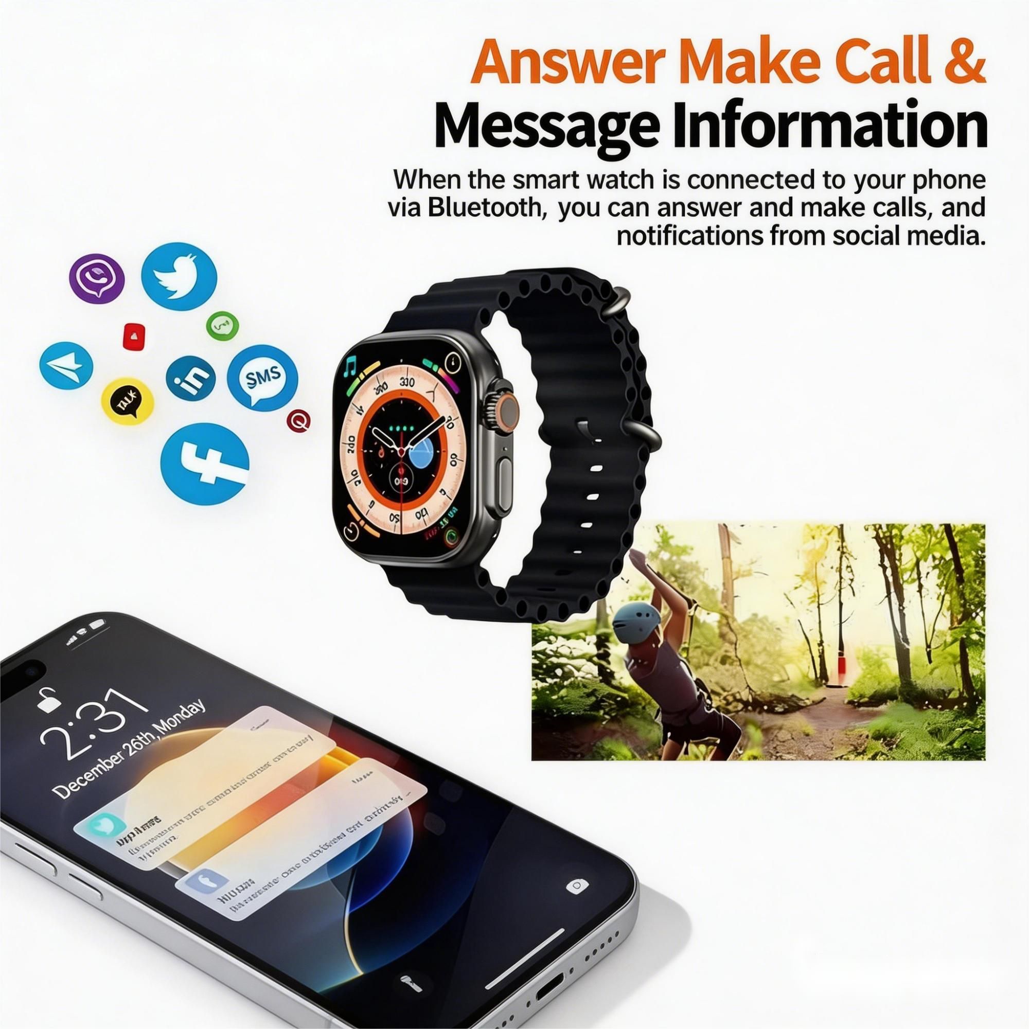 New Smart Watches NUOSHI W9 2.09''  IP67 Waterproof Full Touch Wireless Charger  Sport SmartWatches Men/Women Smart Watch Heart Rate Fitness Tracker Bluetooth Call Wristwatch For All Phones