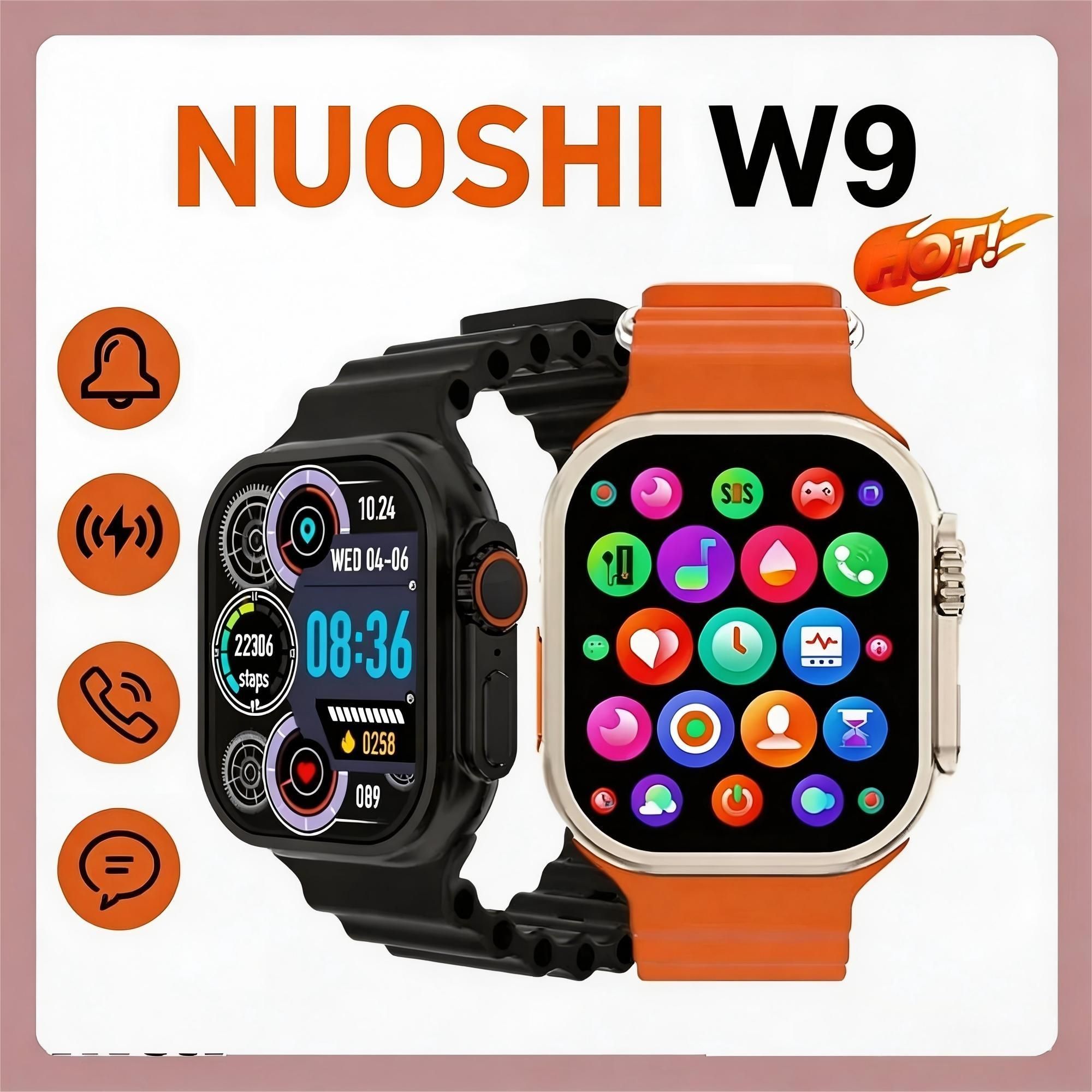 New Smart Watches NUOSHI W9 2.09''  IP67 Waterproof Full Touch Wireless Charger  Sport SmartWatches Men/Women Smart Watch Heart Rate Fitness Tracker Bluetooth Call Wristwatch For All Phones